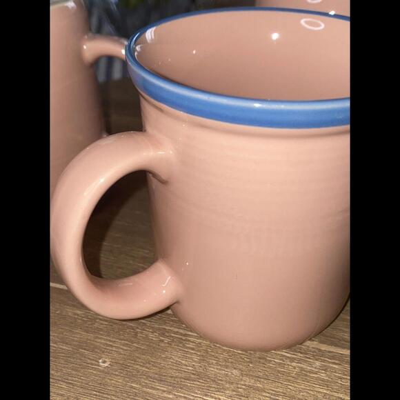 3 Rio Century Mugs Stoneware Pink Blue Rim Coffee Tea Cup Vintage Japan - Picture 9 of 12